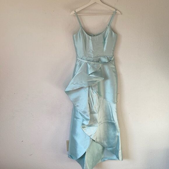 Parker Turquoise Periwinkle Blue Asymmetrical Tiered Formal Dress Size 4 - Picture 1 of 5